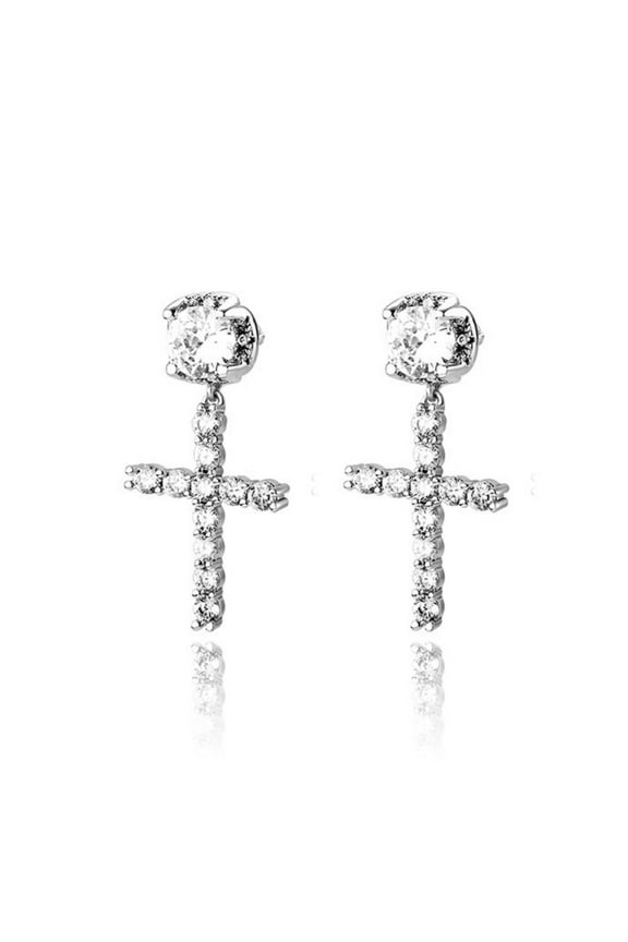 Cross Dangle Drop Earrings for Women Men European and American Hip Hop Big Zircon Studs Earrings Jewelry Gifts