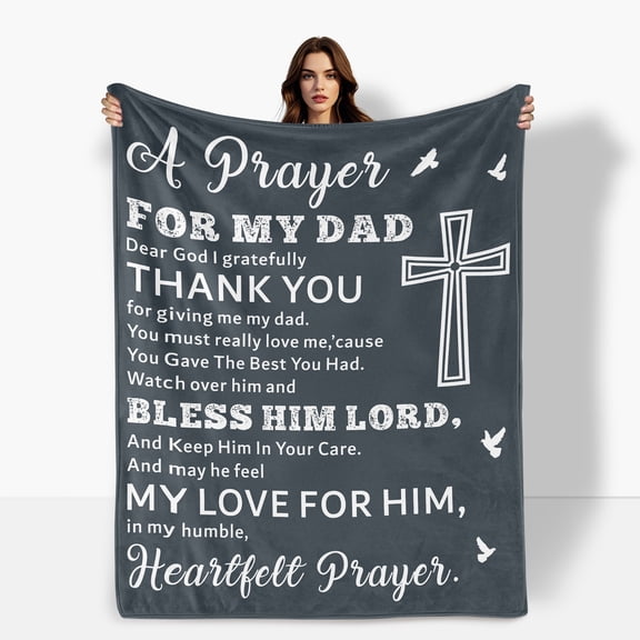 Cross Design Fleece Blanket For Father Symbolizing Faith And Prayer Ideal For Gifting Home Travel Camping Made Of Polyester Soft Warm Comfortable Perfect Gift For Loved Ones Shipped From The USA