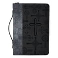 thumbnail image 1 of Cross Design Midnight Black and Silver Tone Large Faux Leather Bible Cover, 1 of 10