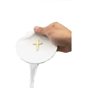 Cross Design Porcelain Baptismal Shell, 5 Inch