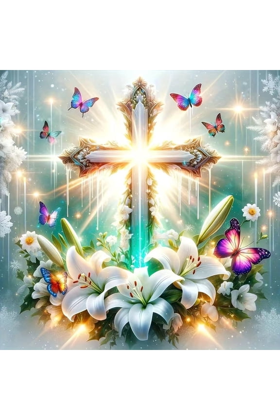 Cross Diamond Art Kits for Adults,Christ Religious Cross Diamond Painting Kits for Beginners,DIY Full Drill Diamond Dots Gem Art and Crafts Home Wall Decor 12x12 inch