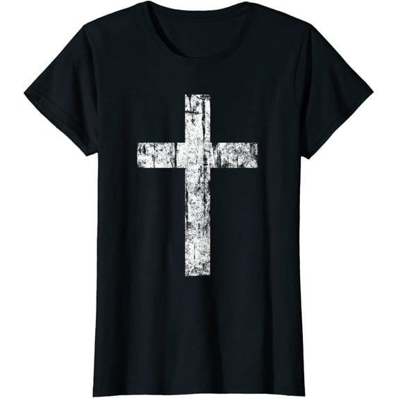 Cross Distressed Style Inspirational Christian Faith T-Shirt