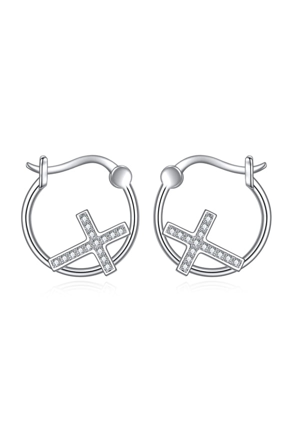 Cross Earrings Sterling Silver Cross Dangle Earrings Scarves Earrings Faith Cross Jewelry Birthday Christmas Gifts for Women Wife