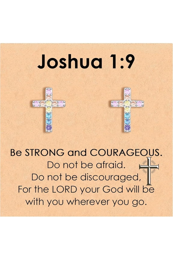 Cross Earrings for Women, Christian Confirmation Communion Baptism Catholic Religious Christmas Birthday Inspirational Gifts for Women