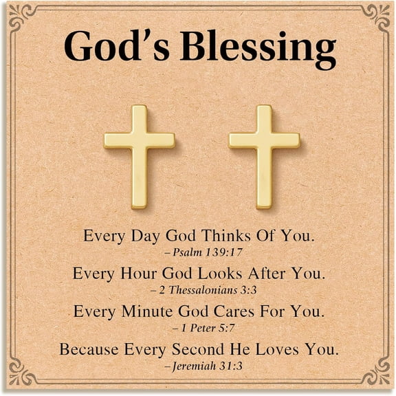 Cross Earrings for Women, Christian Jewelry Religious Easter Gift with Meanningful Quote Card