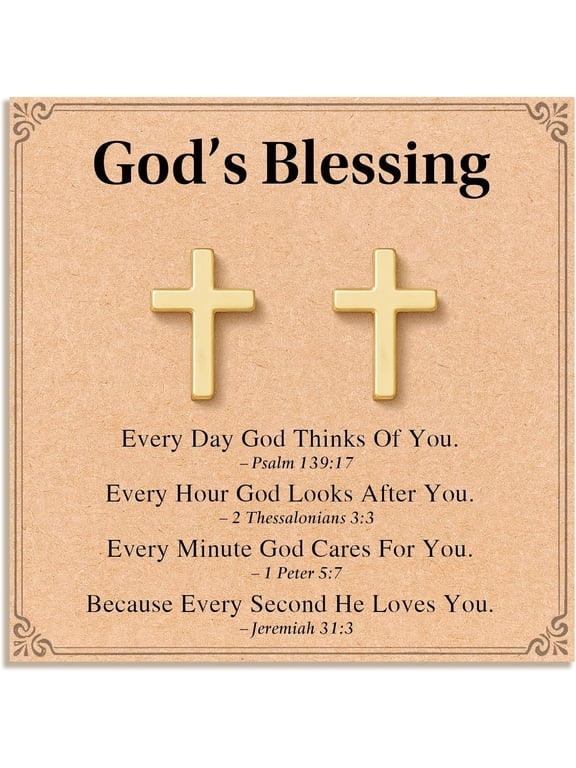 Cross Earrings for Women, Christian Jewelry Religious Easter Gift with Meanningful Quote Card