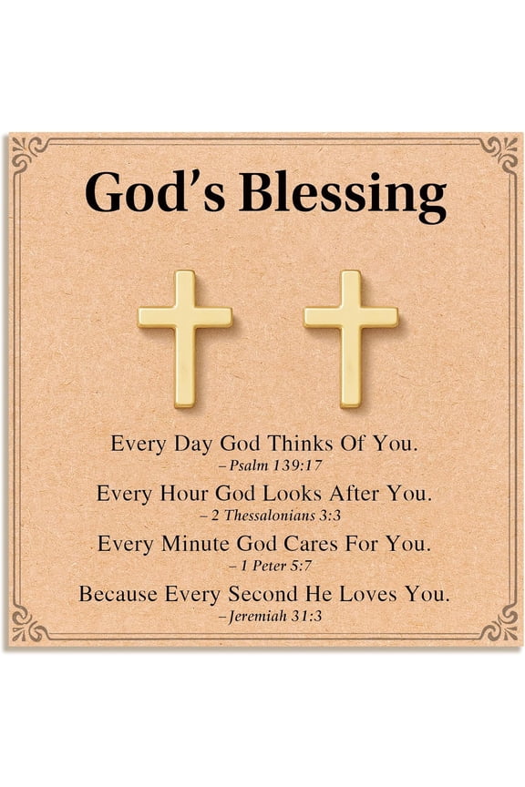 Cross Earrings for Women, Christian Jewelry Religious Easter Gift with Meanningful Quote Card