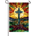 thumbnail image 1 of Cross Easter Garden Flag Double Sided Religious Burlap Banner 12x18 Inch Small Yard Lawn Porch Outdoor Decor, 1 of 6
