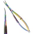 thumbnail image 1 of Cross Edge Curved Spring Scissors 5 Inch Stainless Steel Precision Eyebrow & Eyelash Shaping & Trimming Scissor, Snips Squeeze, Embroidery, Knitting Micro Tip Craft Scissors (Rainbow), 1 of 18