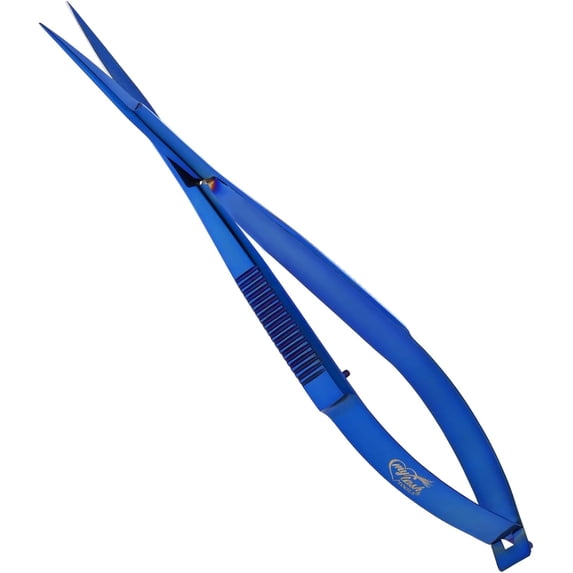 Cross Edge Spring Scissors 5 Inch straight Stainless Steel Precision Eyebrow & Eyelash Shaping & Trimming Scissor, Snips Squeeze, Embroidery & Knitting Micro Tip Craft (Blue)