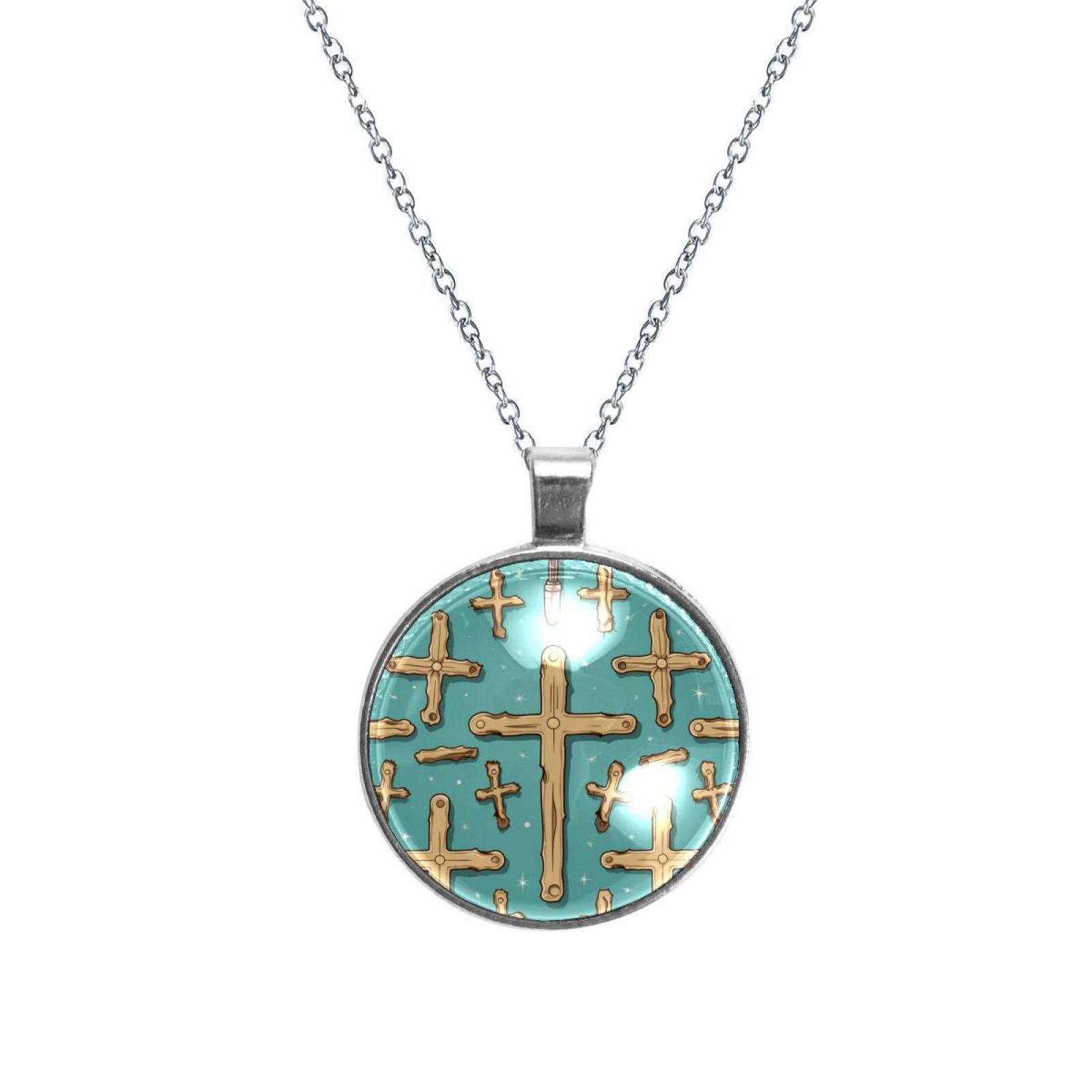 Cross Elegant Glass Circular Pendant Women's Necklaces - Walmart.com