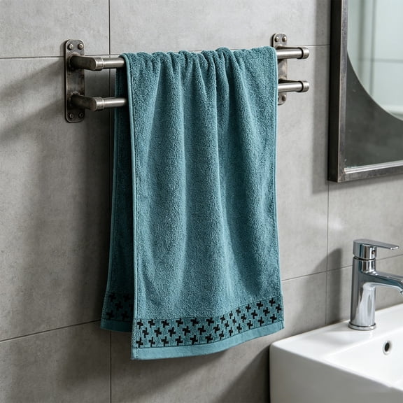 Cross Embroidery Border Cotton Hand Towels,Fluffy Quick Dry Washcloths,Skin Friendly Reusable Face Towels for Guest Room,Hotel,Gym,Travel Daily Use