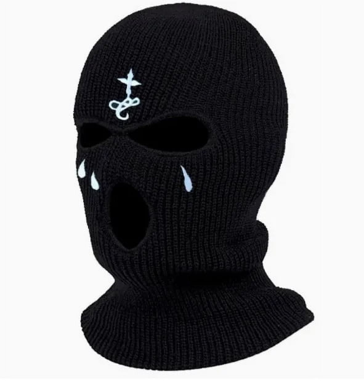 Cross Embroidery Ski Mask Winter Balaclava Hat 3-Hole