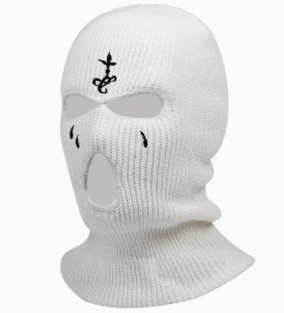 ★24-25FW新作★YOUHEE★RIBBON SHEARING BALACLAVA Cross Embroidery Ski Mask Winter Balaclava Hat 3-Hole