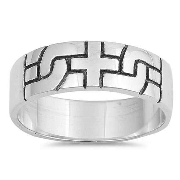 Cross Etched Knot Puzzle Infinity Knot Ring .925 Sterling Silver Band Jewelry Female Male Size 12