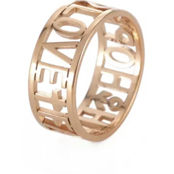 Cross Faith Hope Love Words Ring Sideways Religious Inspirational Ring Jewelry