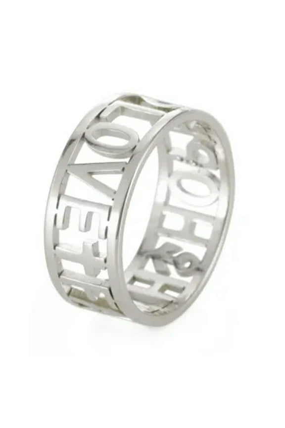 Cross Faith Hope Love Words Ring Sideways Religious Inspirational Ring Jewelry