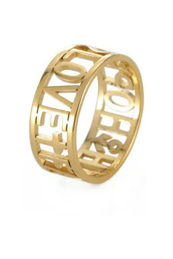 Cross Faith Hope Love Words Ring Sideways Religious Inspirational Ring Jewelry