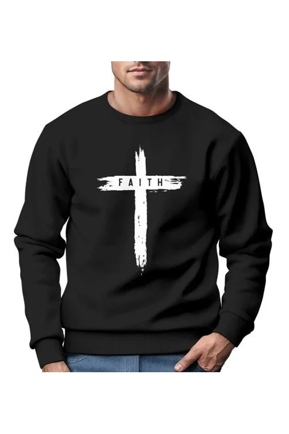 Cross Faith Trend Motif Techwear Graphic Crew Crew Pullover Sweatshirt for Men & Women, up to Size 5XL