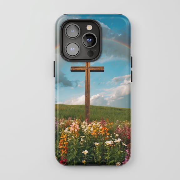 Cross Field Flowers Rainbow For All iPhone Series Tough Phone Case