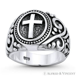 Fleur-De-Lis French Royalty Charm Ring in Oxidized .925 online Sterling Silver - Sz. 13