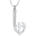 thumbnail image 1 of Cross Fish hook Urn Necklace for Ashes for Men Women Cremation Jewelry Pendant Fishing in Heaven Memorial Keepsake Ash Holder, 1 of 7