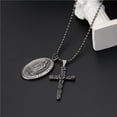 thumbnail image 1 of Cross Flat Mariner Marina Crucifix Saint Mary Retro Medallion Necklace Women,Silver Color, 1 of 6