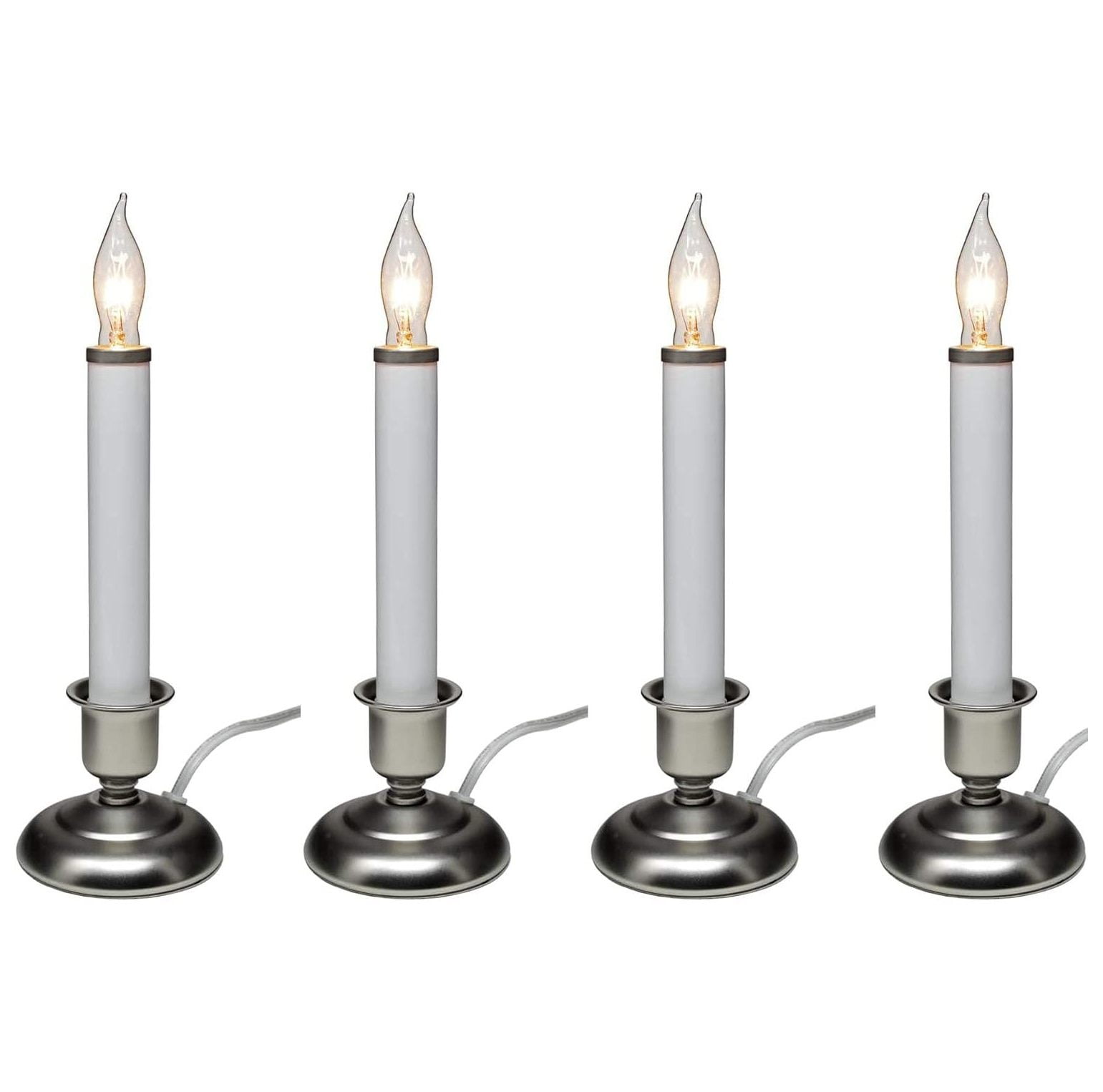 Cross Forge Electric Candle with Steady Lighting, Pewter Finish (Pack of 4)