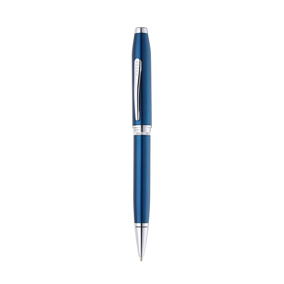 Cross Foundry Glossy Translucent Blue Lacquer with Polished Chrome Appointments Ballpoint Pen