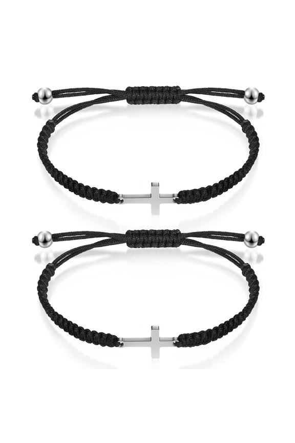 Cross Friendship Bracelet, Adjustable Braided Rope Jesus Christian Cross Bracelets, Matching Couple Lucky Strand BFF Wristband for Women Men Boys Girls, Perfect for Easter Baptism