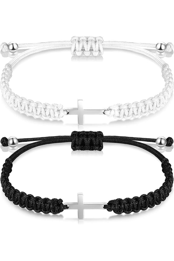 Cross Friendship Bracelet Adjustable Braided Rope Jesus Christian Cross Bracelets Matching Couple String Lucky Strand BFF Wristband for Women Men Boy Girls Easter Baptism