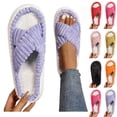 thumbnail image 1 of Cross Front Women's Slippers Winter Slip On Arch Support Warm Fleece-Lined Wide Width Slipper Perfect for Indoor & Outdoor Use I Christmas Gift for Mom & Wife, 1 of 8