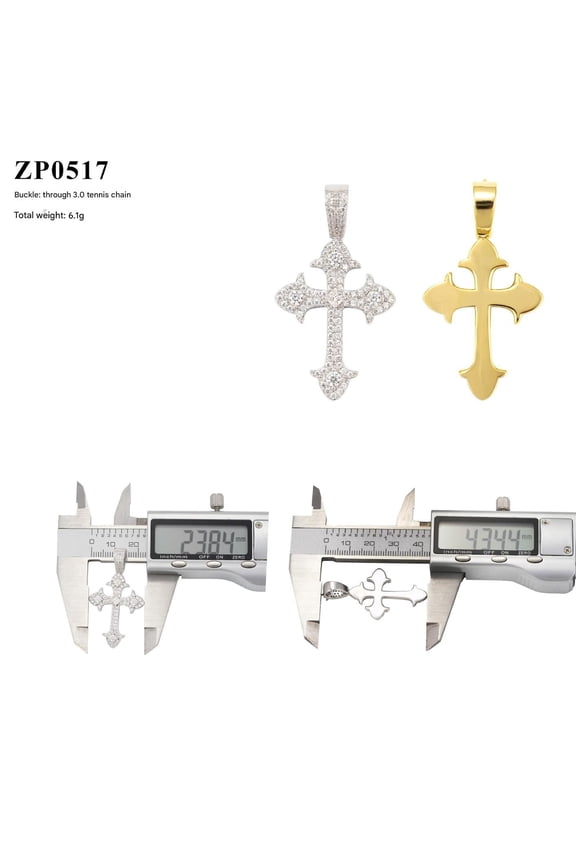 Cross Full-Inlaid D Color Moissanite Pendant Pass Test Diamond Pen with GRA Certificate