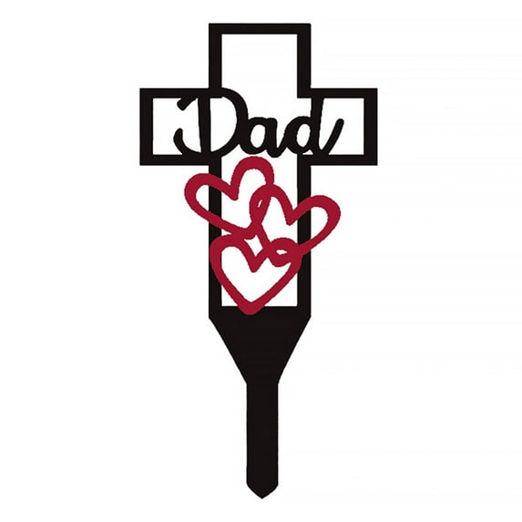 Cross Garden Stake Graves Cemetery Decorations,Cemetery Memorial Cross Stake for Spouse,Iron Cross Yard Stake Grave Markers for Dad Mom Grandma Grandfa Grave