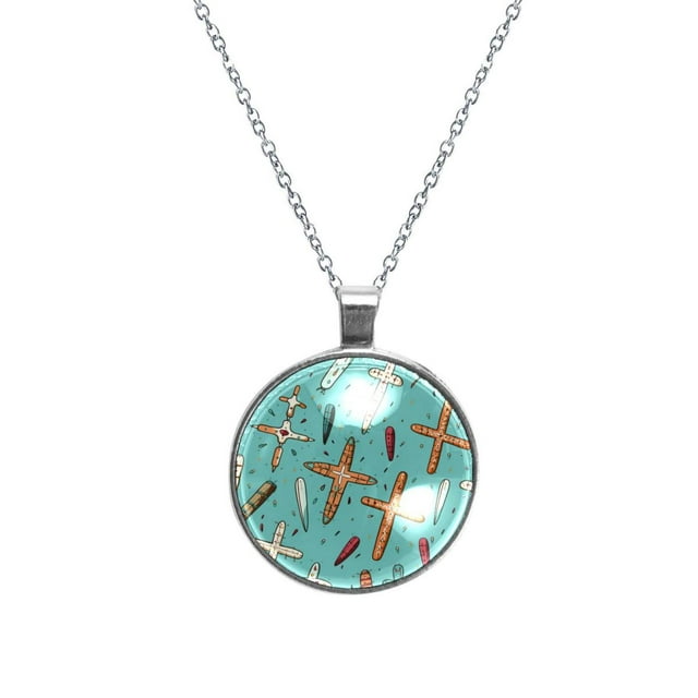 Cross Glass Circular Pendant Necklace - Women's Jewelry - Walmart.com