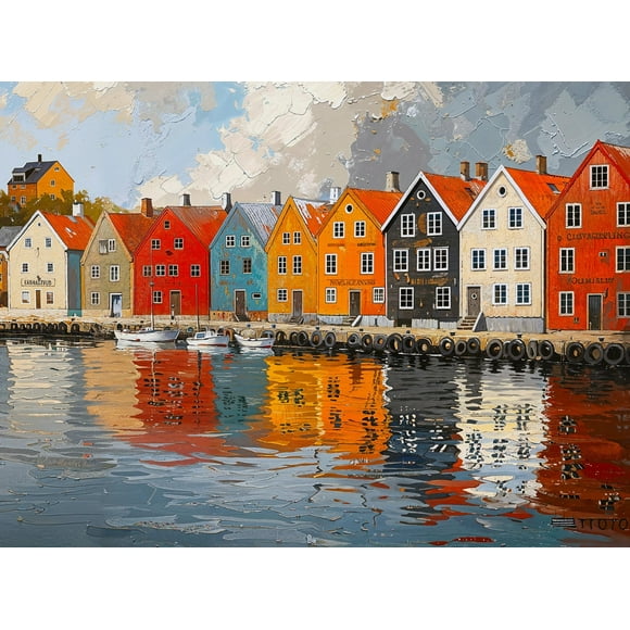 Cross & Glory - Fjord Facades: Norway's Water's Edge - 1000 Piece Jigsaw Puzzle for Adults | Norwegian Village Scene | Challenging & Vivid Detail | Ideal for Puzzle Enthusiasts