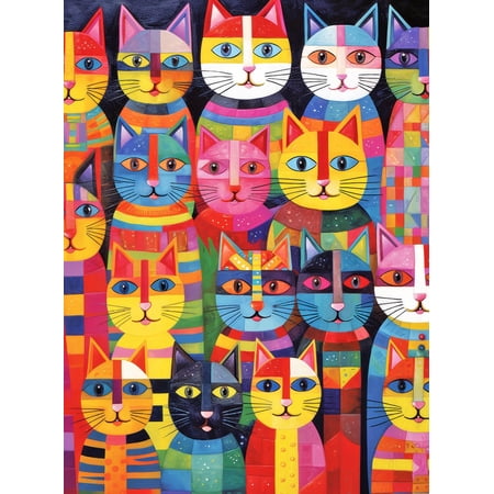 Cross & Glory - Rainbow Whiskers - 1000 Piece Jigsaw Puzzle for Adults Whimsical Cat Satin Finish for Reduced Glare