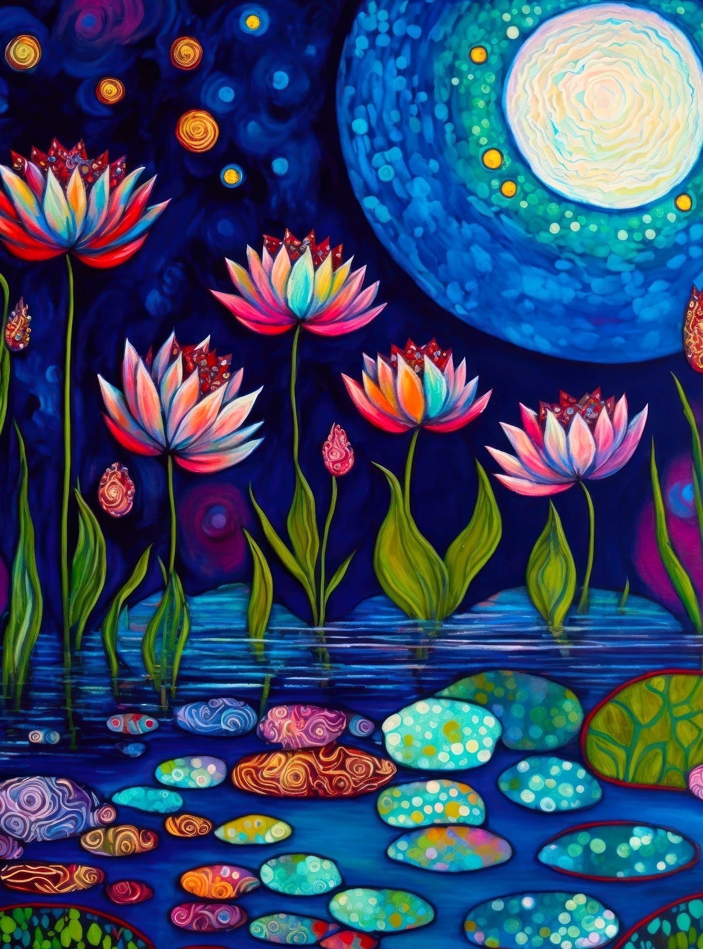 Cross & Glory - Waterlilies by Moonlight 1000 Piece Jigsaw Puzzle