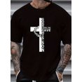 thumbnail image 1 of [Cross Graphic Print Tee] Trendy Plus Size Men's Cross Graphic Print T-shirt - Short Sleeve Tees for Summer, 1 of 4