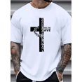 thumbnail image 1 of [Cross Graphic Print Tee] Trendy Plus Size Men's Cross Graphic Print T-shirt - Short Sleeve Tees for Summer, 1 of 5