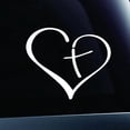 thumbnail image 1 of Cross Heart Christian Vinyl Cut Decals With No Background (TWO PACK) | 2-3.5 Inch White Decals | Car Truck Van Wall Laptop Cup, 1 of 1