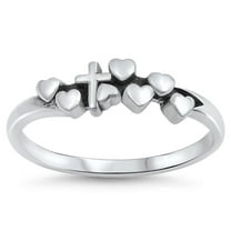 Cross Heart Love Jesus Purity Promise Ring .925 Sterling Silver Band Jewelry Female Male Size 8
