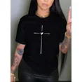 thumbnail image 1 of Faith-Inspired Women's T-Shirt - Cross & Heart Design - Soft Cotton Casual Tee for Church & Everyday Wear, 1 of 5