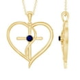 thumbnail image 1 of Rosec Jewels Natural Blue Sapphire Cross Heart Necklace for Women - AAA Quality - Ready to Gift for Christmas, 18K Yellow Gold, 1 of 8