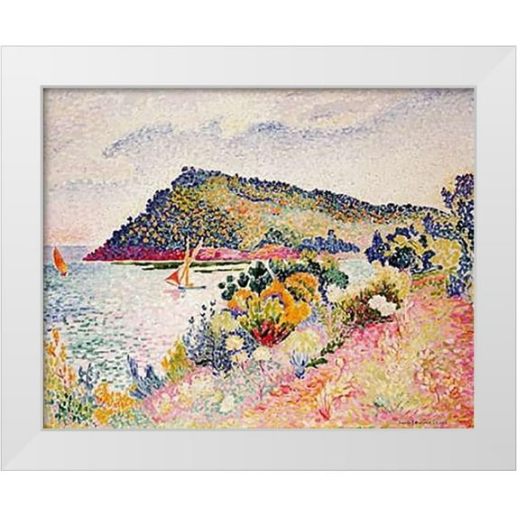 Cross, Henri-Edmond 14x12 White Modern Wood Framed Museum Art Print Titled - The Black Cape, Pramousquier Bay