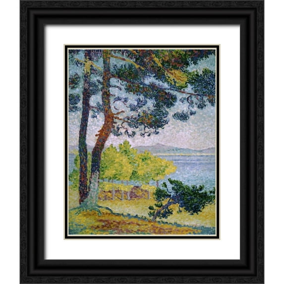 Cross, Henri Edmond 26x32 Black Ornate Wood Framed with Double Matting Museum Art Print Titled - Afternoon at Pardigon