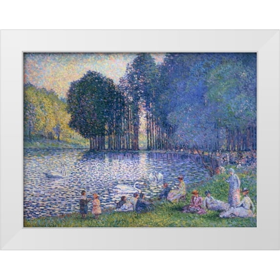 Cross, Henri Edmond 32x25 White Modern Wood Framed Museum Art Print Titled - The Lake of the Bois de Boulogne