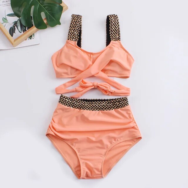 Sexy push up bikini Metallic swimsuit Women Tie side swimwear women Summer bathers High cut bathing suit women main image 1