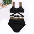 thumbnail image 1 of Cross High Waist Bikinis Women Black Swimwear Solid Swimsuit Female Beachwear Summer Bathers Bathing Suit Swimming, 1 of 1