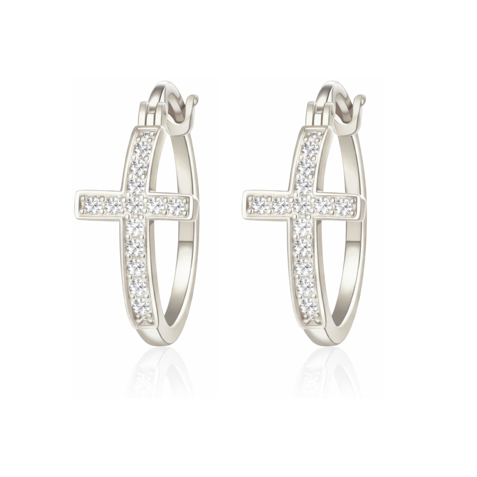 Cross Hoop Earrings for Women Cubic Zirconia Ginger Lyne Collection